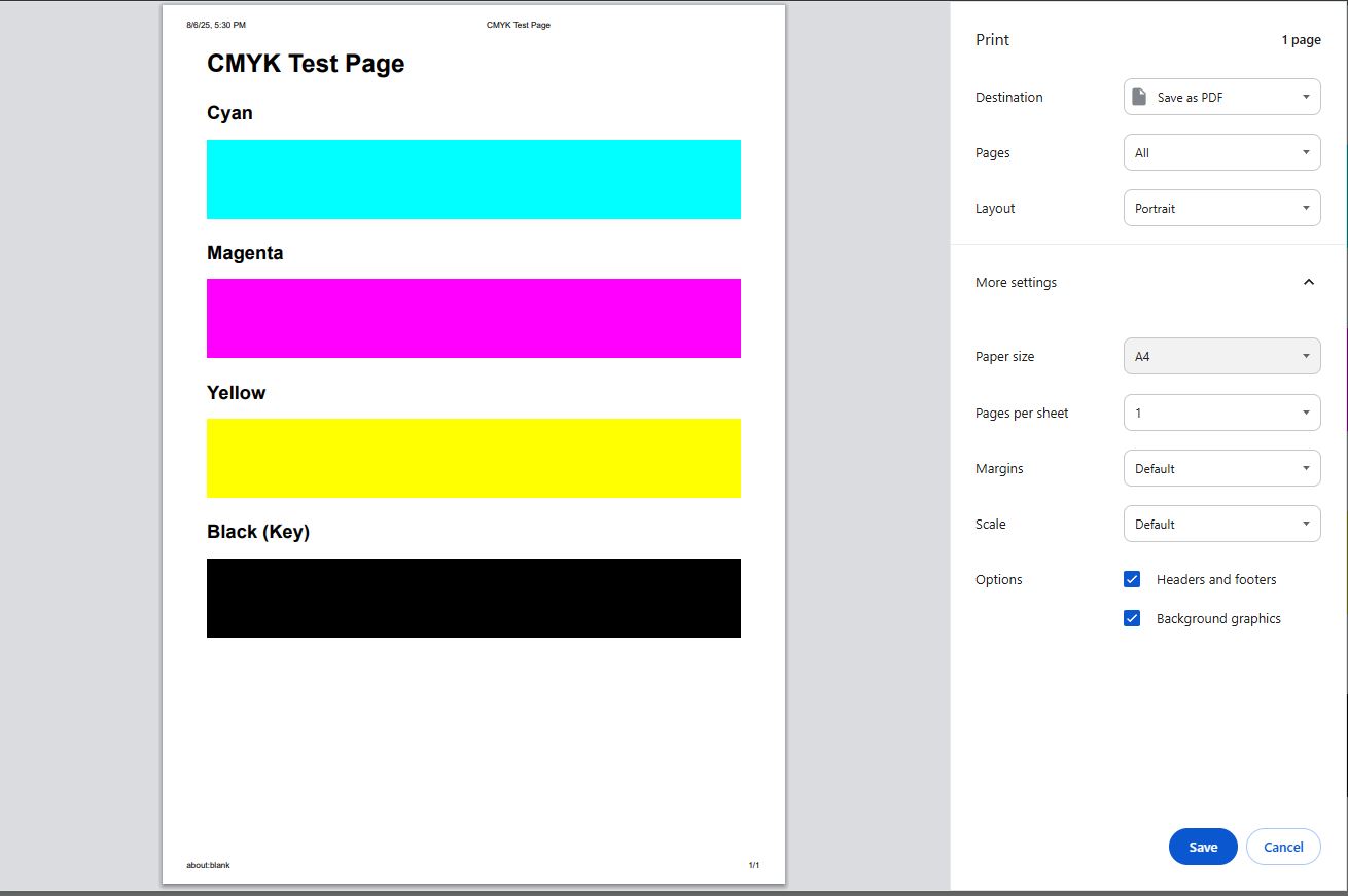 Screenshot showing Background graphics checkbox location in browser print dialog